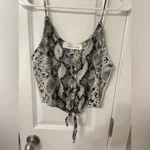 Flowy Cropped Snake Print Blouse